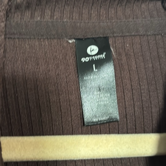 90 Degrees Ribbed Chocolate Brown Hooded Women's Cropped Jacket - Picture 3 of 4